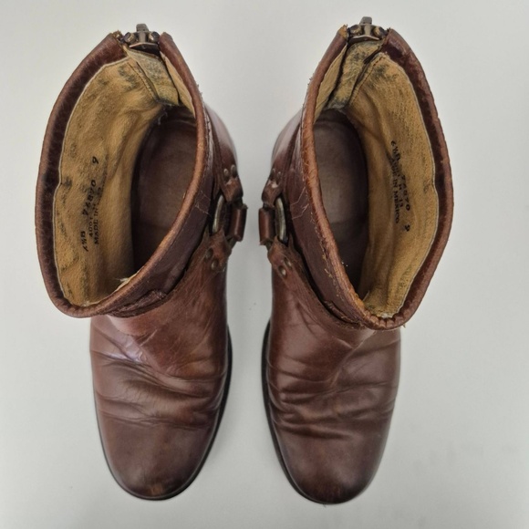 Frye Boot Brown Harness Ankle Zippered Motorcycle Western Women's Size 6.5 - Picture 9 of 11